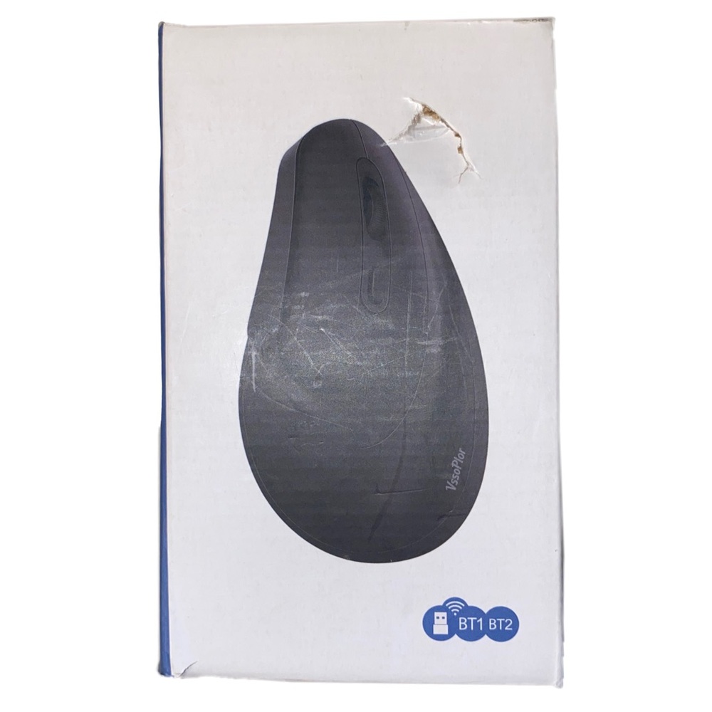 VssoPlor 2.4G USB Wireless Bluetooth Vertical Ergonomic Mouse Model VM56B, Black